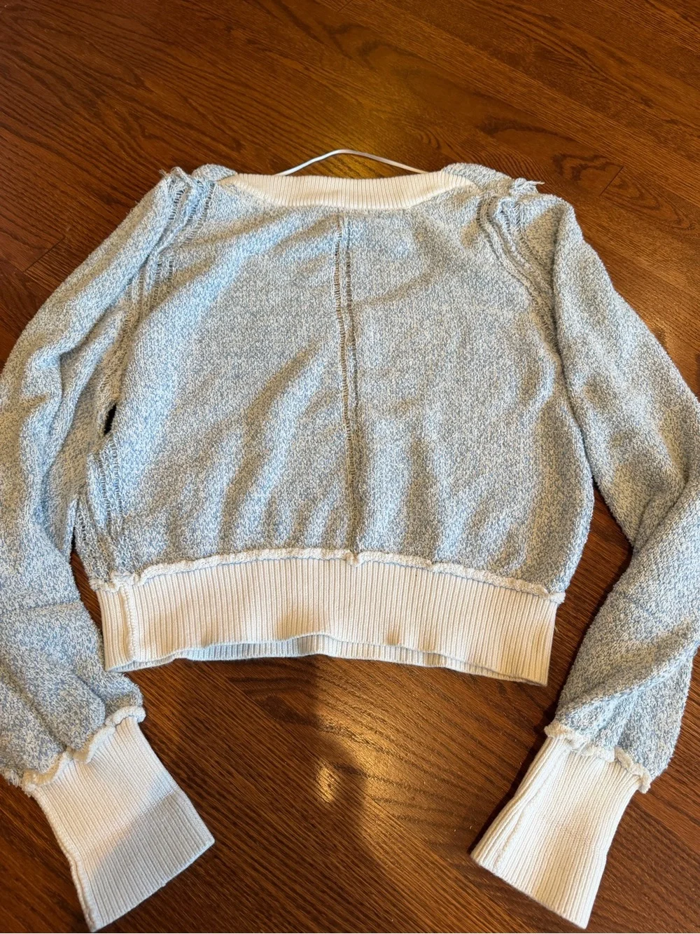 Free People Women's Riptide Neck Pullover Sweater Sky Blue Long Sleeve Size M